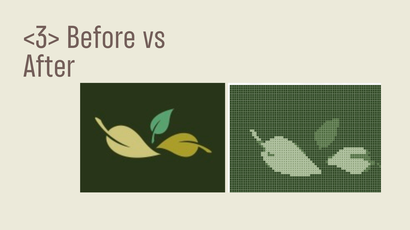 Before and after simplification comparison for Mosaic Threads