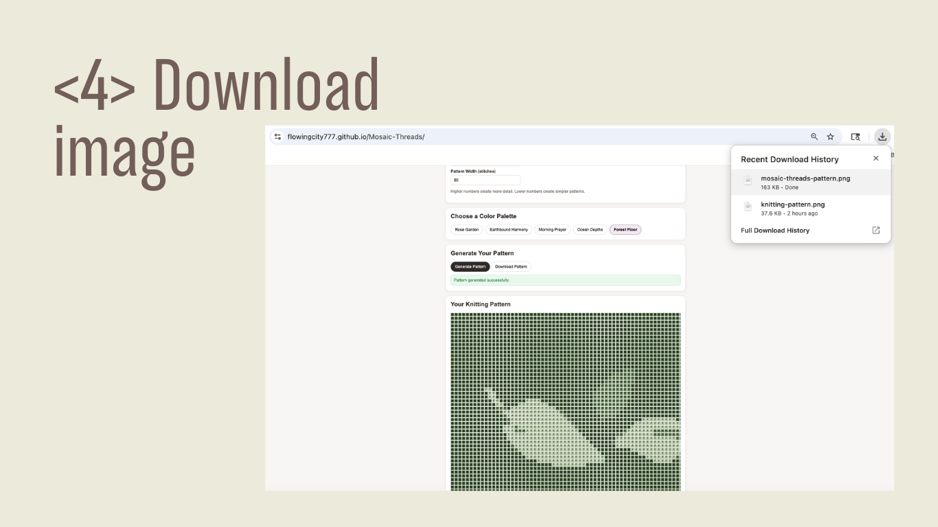 Downloaded pattern output from Mosaic Threads