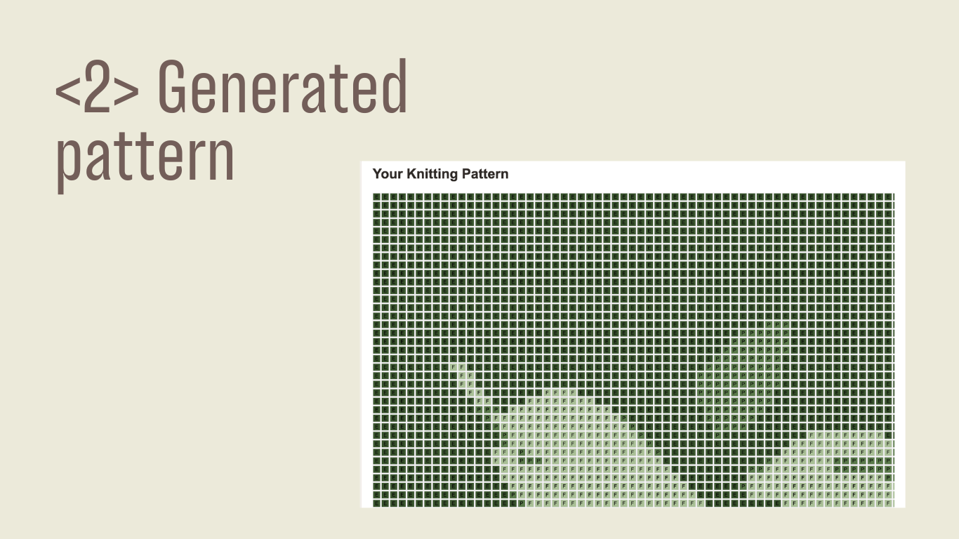 Generated Mosaic Threads knitting pattern interface