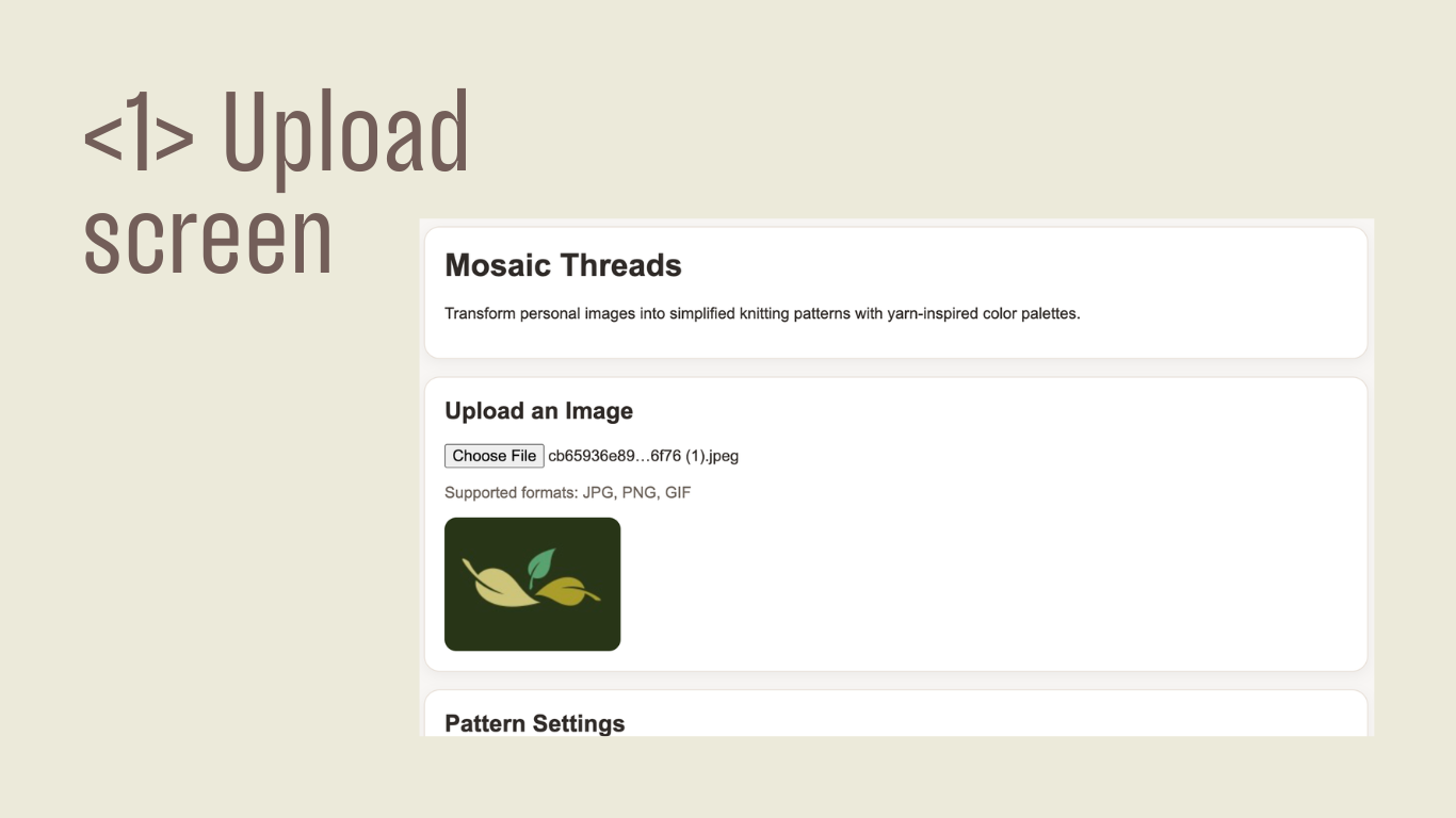Image upload and preview state in Mosaic Threads
